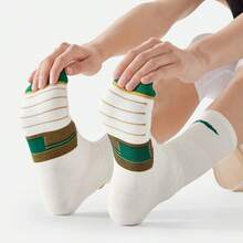 LI-NING Basketball Series Antibacterial Mid-Calf Socks Cushioned Shock Absorbing Socks for Training & Running AWLW037 - 乳白/砂金綠 - 查看 6