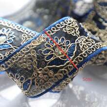 1/5"復古金色刺繡蕾絲飾邊，復古花卉提花縫製緞帶，適用於洋裝、衣物、包包、窗簾手工藝裝飾，適合DIY服飾、縫紉與初學者 - 多色D - 查看 9