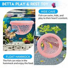 1pc Floating Betta Habitat For Aquarium, Used For Feeding Betta Or Shrimp, Cave And Hammock, Small Fish Feeding Ring, Aquarium Hidden Feeding Decor Accessory - A - View 2