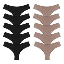 Calcinha Sem Costura Corte A Laser Tanga Confortável Não Marca - Kit 03 unid ( Preta e Bege)±GG - Visão 8