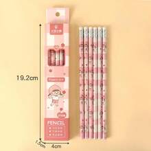 10 pièces, Crayons de bois naturel mignons en boîte de dessin animé, fournitures de papeterie pour l'apprentissage des étudiants - Multicolore - Voir 6