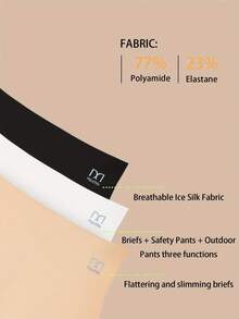 Women's High-Waisted Shorts With Tummy Control And Anti-Exposure Design (Sports Boxer Style) - Black Beige White - View 7