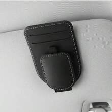 1pc Multifunctional Car Sun Visor Organizer, Practical Car Accessory And Decoration, Car Sun Visor Organizer With Stylish Glasses Holder, Multiple Card Slots, Bill Pocket And Tissue Holder, Universal Car Interior Storage Bag - A - View 9