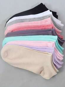 10/20 Pairs Multi-Color Women's Short Socks, Summer Thin Casual Fashion Low-Cut Ankle Socks, Boat Socks - Multicolor - View 3