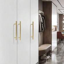 2pcs Modern Aluminum Alloy Gold Cabinet Carved Handles And Drawer Pulls, Wardrobe Door Handles, Furniture Hardware Accessories - Gold - View 7