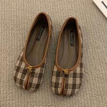 Tabi -zapatos planos de piel de microfibra para mujer, zapatillas cómodas con punta dividida, mocasines de fondo suave, lisos - marrón3 - Ver 2