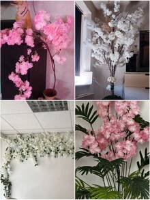 1件 100cm 粉色櫻花人造花植物 DIY 阻燃絲綢櫻花樹，婚禮派對背景牆裝飾，適用於室內、花園、院子、牆面、走廊、陽台、臥室、客廳、花瓶、餐桌、中心裝飾、門廊裝飾 - 彩色 - 查看 9