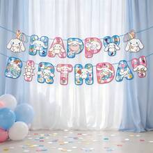 MINISO Cinnamoroll Happy Birthday Banner, Cute Character Letter Garland For Party, Bedroom Wall & Doorway Decor, Birthday Celebration - Banner - View 2