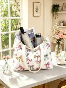 2 piezas/1 set Bolso de mano estampado, diseño colorido. Bolso de hombro de moda, bolso de mano, bolsa de compras, adecuado para compras, oficina, vacaciones, uso diario - Multicolor - Ver 8