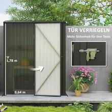 Abri de jardin 1,34 m², armoire de jardin verrouillable avec toit monopente en acier galvanisé, 161,5 x 94,5 x 196 cm, noir - Noir - Voir 5