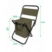 Folding Chair With Built-In Cooler, Portable And Durable - Army Green - View 2
