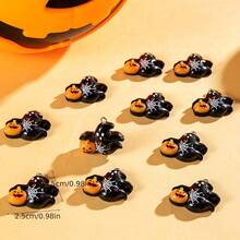 5/10pcs Cartoon Cute Halloween Ghost Pumpkin DIY Necklace Pendant Accessories, Black Ghost Hugging Pumpkin Design, Fashion Bracelet Earring Pendant, Handmade DIY Jewelry Making Supplies Pendant Charms, Perfect For DIY Bracelet, Earring, Ear Ornament, Necklace, Bracelet With Pendant, Bag Pendant And Other Hanging Decorations, Ideal Handmade Craft Accessories - Black Ghost Pendant - View 3