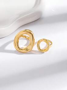 2pcs Men's Ring Set Hollow Design Suitable For Men's Daily Wear - 2-piece Openwork Ring Set - View 4