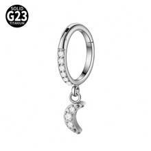 1PC G23 Titanium Carving Zirconia 16G Septum Clicker Ring Segment Hinged Dangel Various Styles Tragus Helix Daith Piercing Jewelry - As Shown - View 16