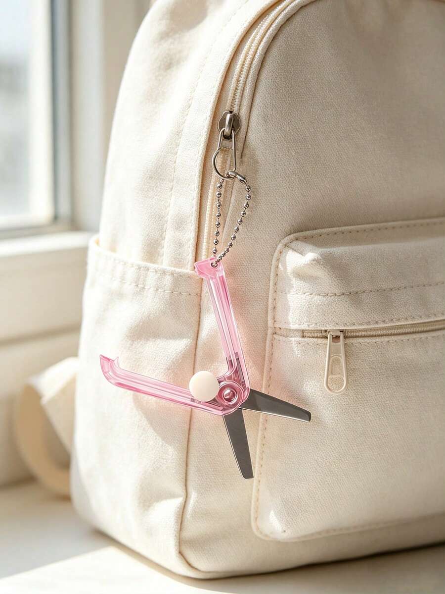 Mini Retractable Scissors Keychain, Portable Craft Scissors Pendant, Car Key Charm, Bag Accessory, Keychain Accessory, Suitable As Gift For Family, Friends, Classmates, Birthday, Holiday, Event Gift Keychain - Multicolor - View 1