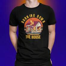 Camiseta Burning Down The House: Camiseta Retro de los 80 con Música de Talking Heads - Negro - Ver 2