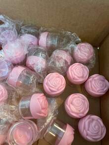 20g Plastic Cosmetic Cream Container, Rose-Shaped Threaded Lid, Empty Cosmetic Sample Jar/Lip Balm Jar, 6pcs/Pack - View 6