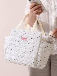 Bolsa de almuerzo aislada con lunares retro de moda, bolsa térmica elegante y minimalista a prueba de fugas, bolsa enfriadora aislada reutilizable de gran capacidad, adecuada para trabajo, escuela, picnic y viajes a parques temáticos, regalo de vuelta a la escuela en otoño, regalo de Navidad, regalo del Día de San Valentín - Multicolor - Ver 11