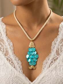 Women's  Beaded Necklace, Suitable Daily Wear And Vacation - Multicolor - Verde - Ver 6