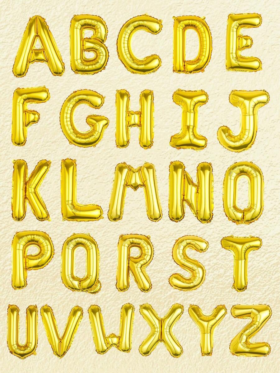 1 pieza Globo de letra de oro de 16 pulgadas, 26 letras de la A a la Z, adecuado para fiesta de cumpleaños, pancarta de frase personalizada, compromiso, boda, aniversario, ceremonia de graduación, decoración de pared, decoración de fiesta festiva - oro - Ver 1