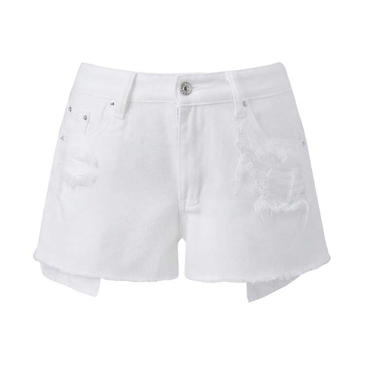 Women's Slim Ripped Denim Shorts Mid Rise Distressed Jean Shorts Frayed Hem Summer Bottoms - White - View 8