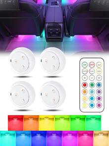 1/2/4pcs Wireless LED Flashing Light Strip With Remote Control, Mini 13-Color USB Rechargeable Anti-Collision LED Emergency Warning Light, Suitable For Car, Bedroom, Indoor (Battery Not Included) - Ambient Light - View 2