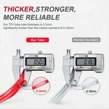 VXM公路車 700c 加厚 52G 紅色鋅合金 TPU 內胎含氣嘴 - 紅色 - 查看 6