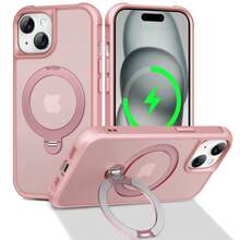 Phone Case: Compatible With IPhone 17 Pro Max Air / 15 / 14 / 16 Plus; Supports Magnetic Attachment And Features An Anti-Slip, Semi-Transparent Design. - 粉色 - 查看 2