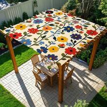 Toldo de estilo bohemio con estampado floral colorido, adecuado para jardín, playa, patio - Cubierta de sombra exterior reforzada, estampado vibrante, diseño de toldo completo, adecuado para piscina, balcón, patio (sin marco incluido, con sellado, fácil instalación), patrón plano 2D - A - Ver 13