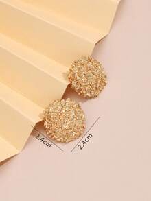 1 Pair Round Earrings For Women, Suitable For Daily Wear - Yellow Gold - View 2