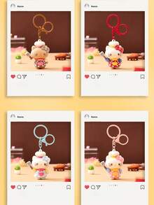 Llavero de Gato Estilo Chef Súper Lindo, ¡4 Colores Disponibles! Ligero y Portátil, Perfecto para Combinar con Bolsos y Llaves, Accesorio Diario Adorable para Amantes de los Dibujos Animados~ - Multicolor - Ver 4