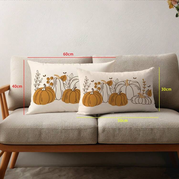 1件極簡南瓜抱枕套，單面印花親膚桃皮絨面料，30*50/40*60CM 枕套，適用現代布藝沙發室內裝飾、派對裝飾、送禮 - 彩色 - 查看 9