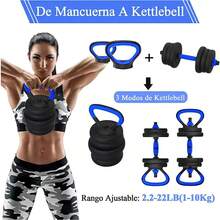 Kit de Mancuernas Ajustables 10kg, Set de Pesas y Mancuernas 6 en 1 para Ejercicio en Casa, Incluye Barra Recta, Pesas Rusas y Accesorios, Ideal para Gym en Casa y Fitness - Azul - Ver 4