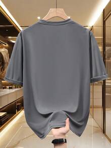 Camiseta de manga corta para hombre, casual y cómoda, con estampado gráfico de la letra NOFS - Elegante y versátil, perfecta para el uso diario. - Gris Oscuro - Ver 2