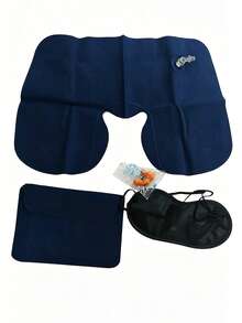 1 Set U-Shaped Inflatable Neck Pillow With Storage Bag And Eye Mask, Portable Inflatable Pillow To Support Neck For Napping, Suitable For Office, Travel, Car, Train And Outdoor Use, Comfortable Inflatable Cushion, Travel Essential, Back To School Essential, Teacher's Day Gift, Birthday Gift, Holiday Gift, Party Gift, Mother's Day Gift, Vacation Gift, Back To School Gift - Multicolor - View 10