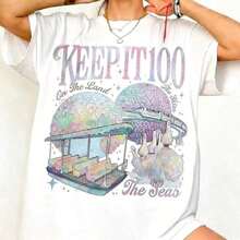 Playera Oversize Estampado Paisaje Kawaii Manga Corta Cuello Redondo Streetwear Casual Estilo Japonés Urbano Top Aesthetic - Blanco - Ver 1