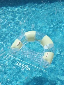 Transparent Glitter Inflatable U-Shaped Pool Lounger With Handle And Cup Holder, Adult Floating Bed For Swimming Pool, Lake, Beach - Multicolor - View 17