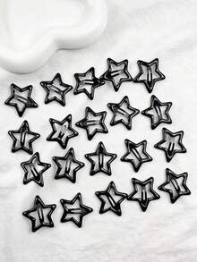 100/50/30/10pcs Personalized Y2K Five-Pointed Star BB Hair Clips, Black And Red Hair Clips, Basic Matching Hair Accessories - Suitable For Girls, Daily School, Party, Sports - Multicolor - View 10