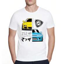 Nouveau T-shirt d'été à la mode pour hommes Legends Rx7 252HP Torque 294N-M imprimé rouge jaune bleu, Top décontracté hip-hop pour garçon, t-shirt de sport automobile - 1069 - Voir 8