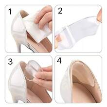 2 piezas Almohadillas de talón de silicona suave y cómoda anti-fricción para reducir el tamaño del zapato - transparente - Ver 5
