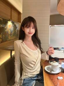 春夏女款柔軟薄款防曬開襟外套，休閒冷氣房外搭蕾絲飾邊輕便上衣，白色 - 白色 - 查看 5