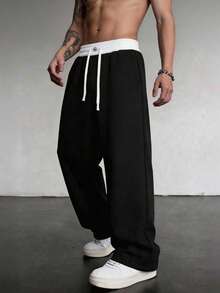 Men's Autumn Casual Fashion Minimalist Loose Long Pants For Daily Outdoor Sports Black - Black - View 1