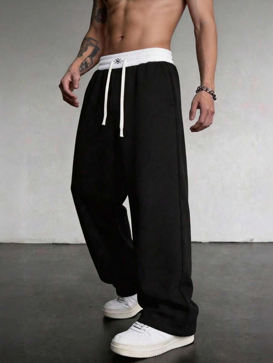 Men's Autumn Casual Fashion Minimalist Loose Long Pants For Daily Outdoor Sports Black - Black - View 1