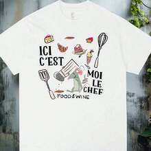Playera Juvenil con Diseño de Comida Kawaii Manga Corta Cuello Redondo Streetwear Casual Estilo Japonés Urbano Urbana Blusa Alternativo - Blanco - Ver 1