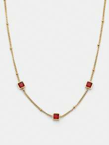 Ashenrae Stainless Steel Waterproof Non-Fading Gold-Color Square Pendant Necklace, Suitable For Women's Daily Wear - Diamond Necklace - View 6