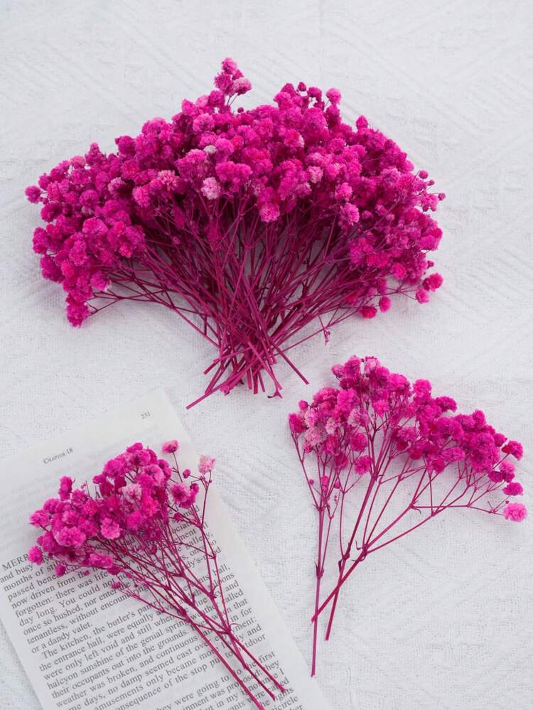 25/52/102/298 Pcs, Artificial White Mini Baby's Breath Flower Vase, Wedding Home Office Party Garden Card Making Decoration, DIY Decor - Rose Red Baby's Breath - View 4
