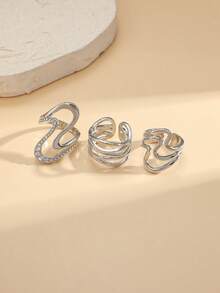 3pcs/Set Men's Rhinestone Ring Set Suitable For Daily Wear - 3-piece Rhinestone Ring Set - View 4