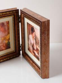1pc Folding Hinge Photo Frame, Holds 2 Square 4x4 Inch Photos, Vintage Elegant Desktop Photo Display Frame, Suitable For Wedding, Holiday, Party Events, Living Room, Bedroom And Other Home Decor, Creative Gift For Friends And Family - Multicolor - View 11