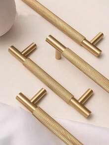 2pcs Modern Aluminum Alloy Gold Cabinet Carved Handles And Drawer Pulls, Wardrobe Door Handles, Furniture Hardware Accessories - Gold - View 4