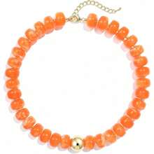 Collar de cuentas gruesas y coloridas, collar personalizado de cuentas acrílicas multicolor, joyeríajustable para la playa de verano, regalo para mujeres. - Naranja - Ver 9